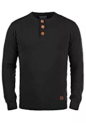 Blend Pullover & Strickmode Blend Leonardo Herren Strickpullover Feinstrick Pullover mit Rundhalsausschnitt und Knopfleiste