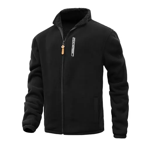 MeiLayM Jacken MeiLayM Herren Herbst Winter Jacke Stehkragen Fleece Jacke angenehm und warm Jacke Fleece Jacket Full Zip Jacke Outdoor-Sportjacke Leicht Winddicht Jacke mit Innentasche
