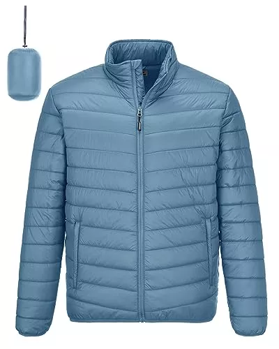 Outdoor Ventures Jacken Outdoor Ventures Herren Steppjacke Packbare Leichte Warme Übergangsjacke Herren Wasserfeste Pufferjacke mit 3 Taschen für Outdoor Casual Wandern