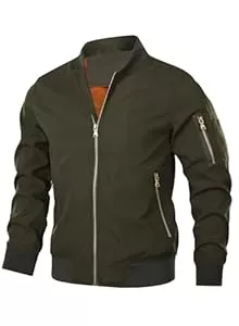 HOOD CREW Jacken HOOD CREW Herren Bomberjacke Leichte Dünne Lässige Jacke Windbreaker Übergangsjacke mit Reißverschlusstaschen