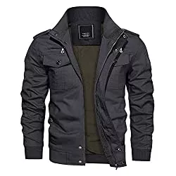 KEFITEVD Jacken KEFITEVD Herren Übergangsjacke Leicht Winter Jacke Herbstjacke Fliegerjacke Stehkragen Bomberjacke Baumwolle Army Feldjacke Cargo Jacke Männer Blouson Windbreaker