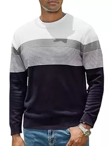 iClosam Pullover & Strickmode iClosam Pullover Herren Gestreift Strickpullover Rundhals Streifenpullover Winter Herrenpullover Freizeit Pulli Männer Regular Fit Sweatshirt für Herren