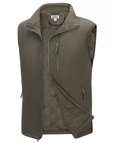 Outdoor Ventures Westen Outdoor Ventures Herren Softshell Weste mit Puffer gefüttert Wasserabweisend Winddichte Vest Gilet Atmungsaktive Ärmellose Jacke für Radfahren, Laufen, Wandern