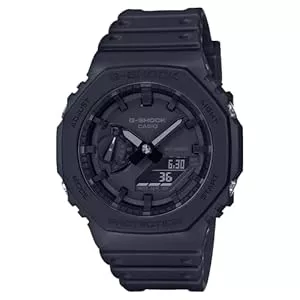 Casio Uhren Casio Herren Quartz Armbanduhr, 45.40mm GehäusegröÃŸe mit schwarz analog/digital Zifferblatt und schwarz Plastic/Resin Strap Armband GA-2100-1A1ER