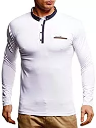 LEIF NELSON Langarmshirts Leif Nelson Herren Langarmshirt Poloshirt Slim Fit Baumwolle-Anteil Basic Männer Longsleeve Sommer Pulli weißes Sweatshirt Polo-Shirt Schwarzer Sweater Pullover T-Shirt Langarm LN4810