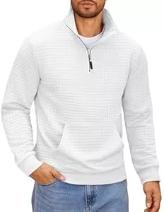 COOFANDY Pullover & Strickmode Coofandy Men's Quarter Zip Sweatshirt Long Sleeve Solid Plaid Jacquard Pullover with Pocket