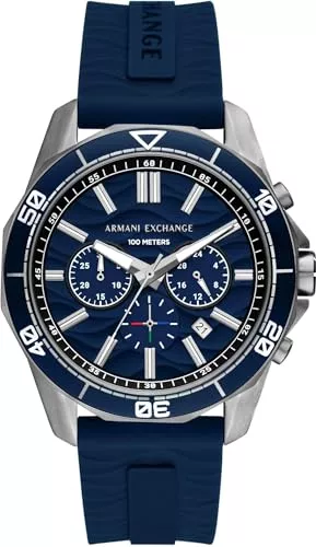 Armani Exchange Uhren Armani Exchange Watch for Men, Quarz-Chronographenwerk und 44mm Gehäusegröße mit Silikonarmband