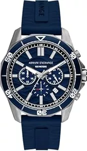 Armani Exchange Uhren Armani Exchange Watch for Men, Quarz-Chronographenwerk und 44mm Gehäusegröße mit Silikonarmband