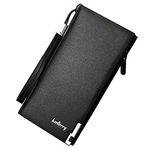 A-QMZL Taschen & Rucksäcke A-QMZL Lange Geldbörsen Herren Brieftasche Herren PU Leder Reißverschluss Geldbörse Mehrschichtige Mobile Geldbörse großer Kapazität Herren Geldbörse vielen Kartenfächern mit Handschlaufe