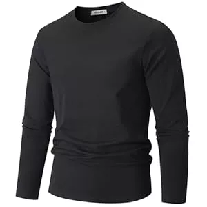 VEIISAR Langarmshirts VEIISAR Herren Baumwoll T-Shirt (190g) - Mitteldickes Basic mit Rundhals, Weich &amp; Dehnbar - Bequemer