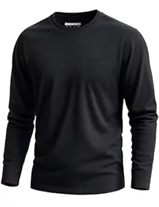 Cavva Langarmshirts CAVVA Herren T Shirt Baumwolle Langarm Tshirt mit Brusttasche Basic Rundhals Casual T-Shirt für Herren Herbst Oberteile