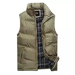 Linarun Westen Linarun Herren Weste Steppweste mit Reißverschluss Taschen Stehkragen Daunenweste Futter mit Kletttasche Bodywarmer Outdoor Winterweste