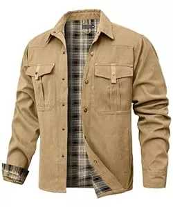 Zaitun Jacken Zaitun Herren Flanell gefüttert Jacke Jacke kariert gebürstet Futter Cowboy Western Twill Outdoor Shirt Jacke