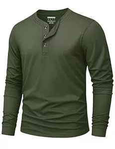 KEFITEVD Langarmshirts KEFITEVD Henley Shirt Herren Langarm Tshirt Baumwolle Basic Langarm Shirts für Herren Pullover mit Knopfleiste