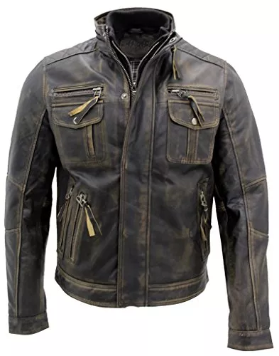 Infinity Leather Jacken Infinity Herren Warmen Jahrgang Brando Bikerjacke Aus Leder