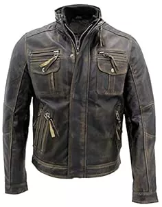 Infinity Leather Jacken Infinity Herren Warmen Jahrgang Brando Bikerjacke Aus Leder