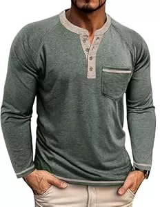 Rodawu Langarmshirts Henley Shirt Herren Langarm Männer T-Shirt Langarmshirt T Shirt Herren