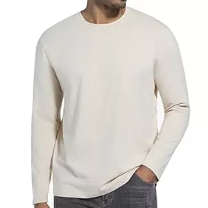 VEIISAR Langarmshirts VEIISAR Herren Langarm und Kurzarm T-Shirt aus 200g Baumwolle - Zweiarben-Melange Unterzieh-Shirt - Weich, Dehnbar