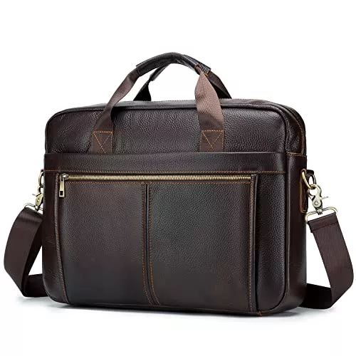 BAGZY Taschen & Rucksäcke BAGZY Laptoptasche 15.6 Zoll Aktentasche Umhängetasche Geschenk für Männer Handtasche Echtes Leder Business Tasche Notebook Bürotasche