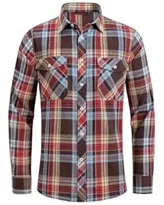 J.VER Hemden J.VER Herren Hemd Kariertes Flanellhemd Freizeithemd Regular Fit Langarm Karohemd Baumwolle HolzfäLler Oberteil Casual Shirt mit Brusttasche