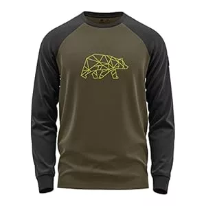 FORSBERG Langarmshirts FORSBERG Longsleeve Raglar Shirt Langarm zweifarbig grau schwarz mit polygonem Bären Logo auf der Brust
