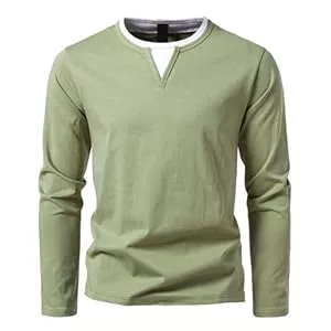 HOTIAN Langarmshirts HOTIAN Herren Langarmshirts mit V-Ausschnitt Basic Pullover Henley Shirt Oberteile Freizeit Sweatshirt T-Shirt für Männer
