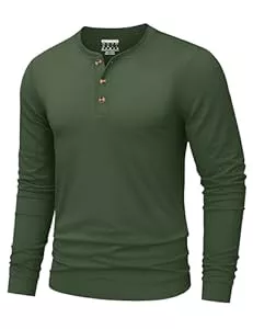 TACVASEN Poloshirts TACVASEN Herren Henley Shirt Baumwolle Langarm Basic Tshirt mit Knopfleiste Regular Fit Freizeithemd Casual Shirts
