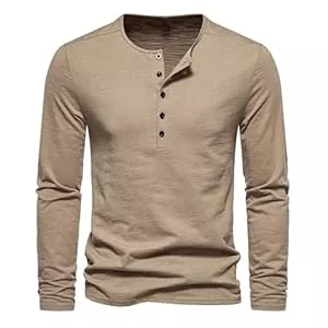 MYCOLORBLUE Langarmshirts MYCOLORBLUE Herren Henley Tee Shirt Basic Knöpfe Langarmshirt Leicht Einfarbig Täglich Tops T Shirts