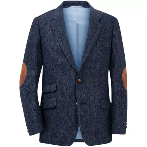 RAJEGAR Blazer RAJEGAR Herren Tweed-Mäntel mit Fischgrätenmuster, sportlich, schmal, lässig, gekerbtes Revers, Wollmischung, Blazer, Jacken, Vintage, britischer Bräutigam