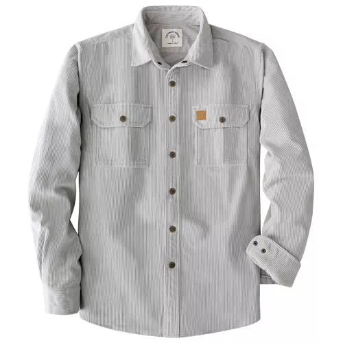 Dubinik Jacken Dubinik® 8.3 oz Schwere Cord Hemd Herren Jacke Langarm Vintage Freizeit Druckknöpfen Doppelte Brusttaschen Regular Fit