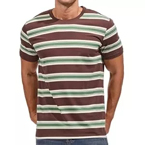 VEIISAR T-Shirts VEIISAR Gestreiftes Herren T-Shirt aus 95% Baumwolle &amp; 5% Elasthan – Bequemes &amp; elastisches T-Shirt – Casual Freizeit-Shirt
