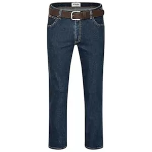 Wrangler  Wrangler Texas Herren-Stretchjeans Regular Fit Authentic Straight in verschiedenen Waschungen mit Gürtel in schwarz oder braun
