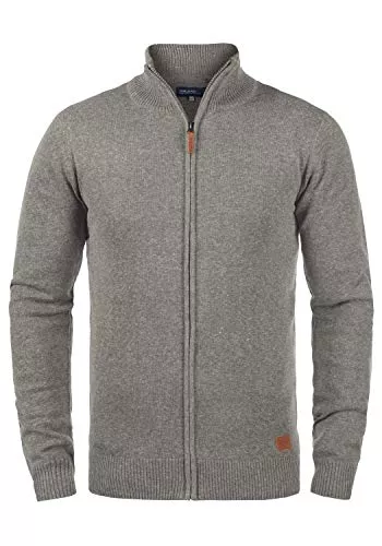 b BLEND Strickjacken Blend BHNorman Herren Strickjacke Cardigan Feinstrick Pullover mit Stehkragen Reißverschluss Rippbündchen Baumwollmischung Regular fit