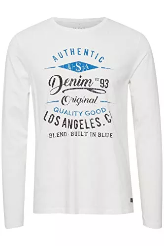 b BLEND Langarmshirts Blend BHDopper Herren Longsleeve Langarmshirt Shirt mit Print Baumwollmischung Regular fit