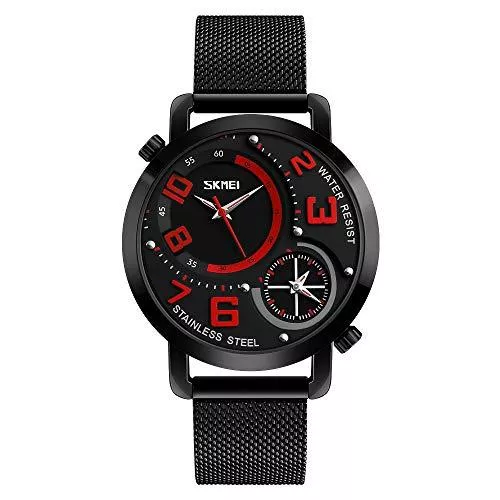 FeiWen Uhren FeiWen Fashion Herrenuhr Analog Quarz Doppelte Zeit Casual Fashion Edelstahl Armbanduhren