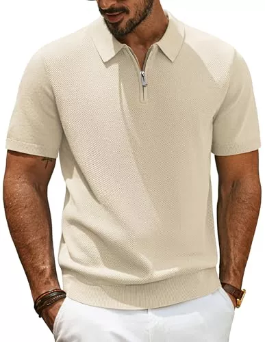 PJ PAUL JONES Poloshirts PJ PAUL JONES Herren Poloshirt Kurzarm mit 1/4 Reißverschluss Strick Polo Sommer Tshirts