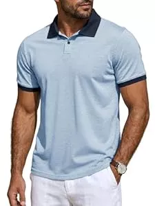 Runcati  Runcati Herren Poloshirt Sommer Kurzarm Golf Shirt Männer Regular Fit Kontrast T-Shirt Basic Casual Knopfleiste Freizeit Polohemd