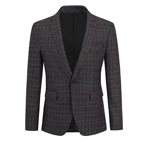 Allthemen Blazer Allthemen Herren Karierte Sakko EIN Knopf Slim Fit Blazer Männer Business Anzugjacke