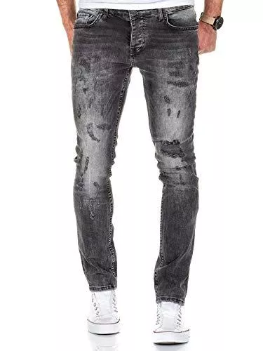 Amaci&amp;Sons Jeans Amaci&amp;Sons Herren Strech Destroyed Slim Fit Denim Jeans Hose 7500