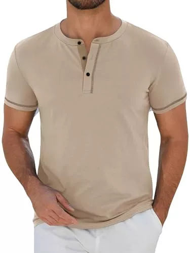 StylSense T-Shirts StylSense Henley Shirt Herren Sommer Kurzarm Tshirt Männer Baumwolle Casual T Shirt mit Knopfleiste