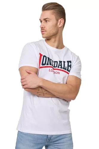 Lonsdale T-Shirts Lonsdale Two Tone-T-Shirt für Herren, Sommer-T-Shirt in regulärer Passform, weiche gekämmte Baumwolle, lässiges Kurzarm-T-Shirt, leichtes T-Shirt mit Rundhalsausschnitt für den Alltag &amp; zum Sport