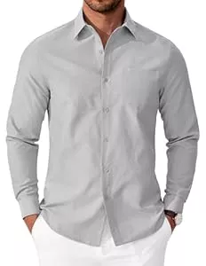 COOFANDY  COOFANDY Hemd Herren Langarm Regular Fit Oxford Hemd Baumwolle Freizeithemd Businesshemd Herrenhemden Langarm Oberhemd mit Tasche