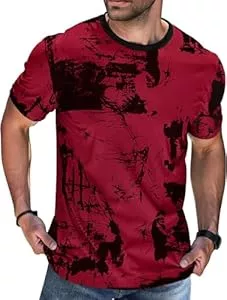 Furpazven  Furpazven Herren T Shirt Baumwolle Sommer Kurzarm T-Shirt Hip Hop Street Graffiti Casual Tops