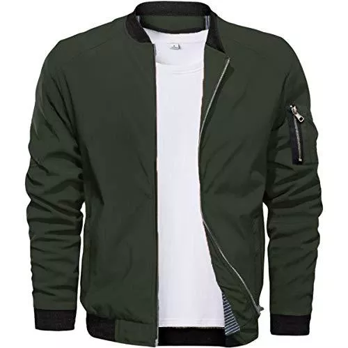 CASIVENT Jacken CASIVENT Herren Leichte Dünne Bomberjacke Casual Jacke mit Ärmeltasche Blouson Übergangsjacke Stehkragen Fliegerjacke