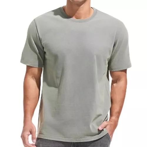 VEIISAR T-Shirts Herren Dick T-Shirt 100% Baumwolle Heavyweight 250g/m² Stone Washed Ultra Weich Regular Fit Bequem Vintage Look Kurzarm Basic