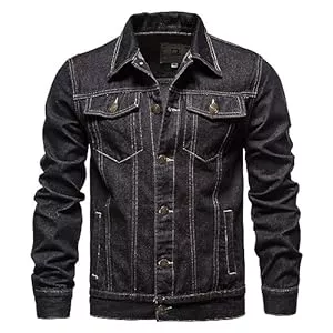 Oanviso Jacken Oanviso Herren Jeansjacke Denim Jacke Basic Mantel Jeans Übergangsjacke Stehkragen Lässige Outwear Baggy Denim Jacket für Männer Motorrad Langarm Mode Mantel Oversized