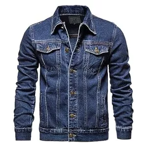 Generisch Jacken Jeansjacke Herren Gewaschener Übergangsjacke Sommerjacke Jeans Jacken Denim Jacket Men Frühlingsjacke Cowboy Jacke Leichte Großen Größen Herrenjacken Retro