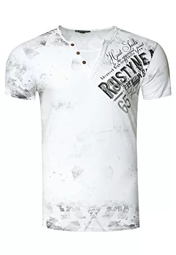 R-Neal T-Shirts Original Rusty Neal T-Shirt Rundhals X V-Neck Shirt Verwaschen Vintage Oil Washed S-3XL 240
