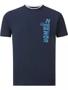 Jan Vanderstorm  Jan Vanderstorm Herren T-Shirt Flemming Baumwoll-T-Shirt mit markantem Frontprint – Rundhalsshirt Kurzarm, Moderne Kontrastoptik, atmungsaktiv, 100% Baumwolle, große Größen L–7XL