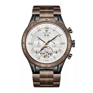VICVS Uhren VICVS Natürliche Walnuss-Automatik-Herrenuhr aus Holz, Geschäft, Datum, Tag, multifunktionale Automatik-Holzuhr